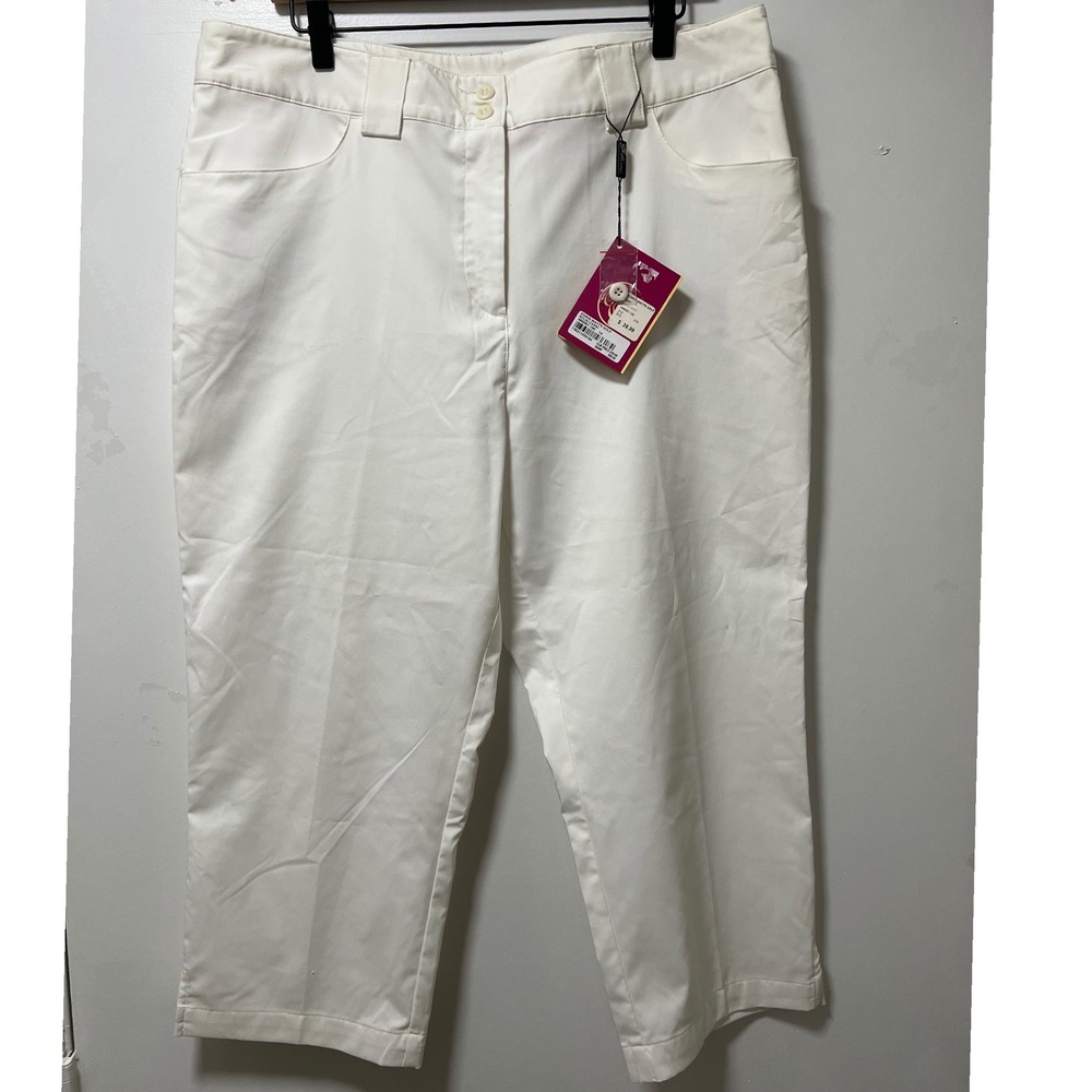 E. Whitley Womens Solid White Golf Capri Pants Size 14 New‎ With Tags 496061-100